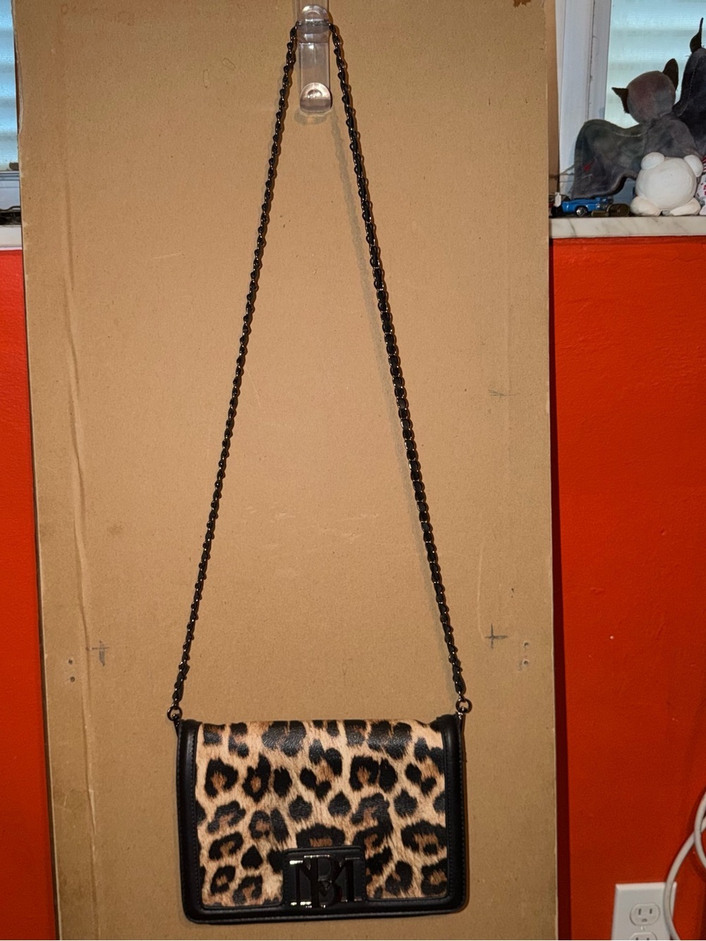 Badgley Mischka Leopard Print Chain Shoulder Bag